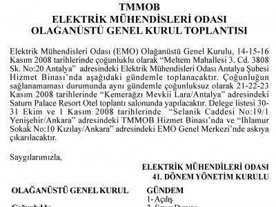 OLAĞANÜSTÜ GENEL KURUL İLANI