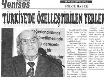 TÜRKİYE'DE ÖZELLEŞTİRİLEN YERLER GERİ ALINMALI