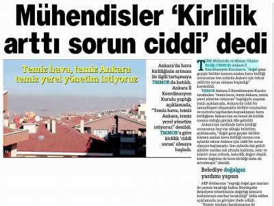 MÜHENDİSLER 'KİRLİLİK ARTTI SORUN CİDDİ' DEDİ (HÜRRİYET ANKARA, 27.12.2008)