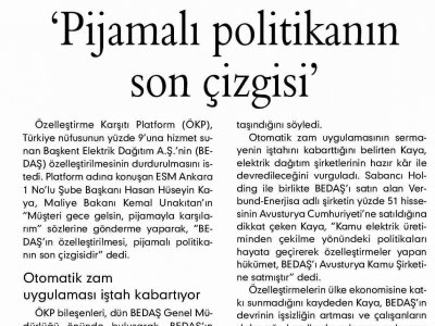 PİJAMALI POLİTİKANIN SON ÇİZGİSİ' (EVRENSEL, 14.1.2009)