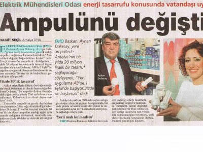 DOLANAY:AMPÜLÜNÜ DEĞİŞTİR(MİLLİYET AKDENİZ/26.02.2009)