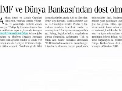 IMF VE DÜNYA BANKASI'NDAN DOST OLMAZ' (GÜNLÜK GAZETESİ, 25.3.2009)