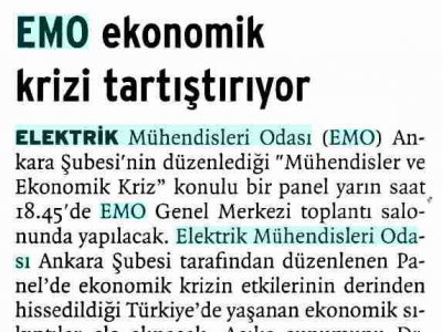 EMO EKONOMİK KRİZİ TARTIŞTIRIYOR (BİRGÜN, 10.4.2009)