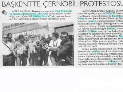 BAŞKENTTE ÇERNOBİL PROTESTOSU ANKARA (YENİ DEVİR GAZETESİ, 28.4.2009