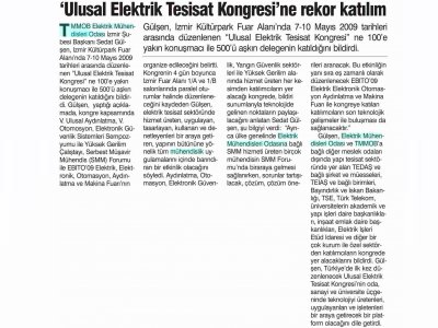 ULUSAL ELEKTRİK TESİSAT KONGRESİ'NE REKOR KATILIM-08.05.2009 GÜNBOYU