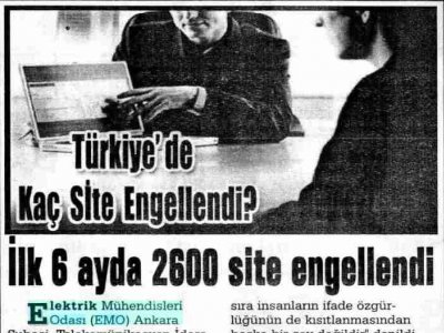 İLK 6 AYDA 2600 SİTE ENGELLENDİ (YENİGÜN GAZETESİ, 08.07.2009)