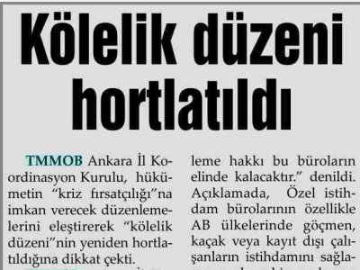 KÖLELİK DÜZENİ HORTLATILDI (EVRENSEL, 25.07.2009)