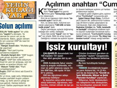 İŞSİZ KURULTAYI! (YERİN KULAĞI VAR, HAKKI KURBAN KÖŞE YAZISI, 24.09.2009)