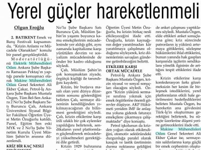 YEREL GÜÇLER HAREKETLENMELİ (EVRENSEL, 04.10.2009)