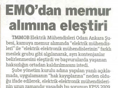 EMODAN MEMUR ALIMINA ELEŞTİRİ (HÜRRİYET ANKARA, 03.12.2009)