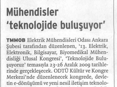 MÜHENDİSLER TEKNOLOJİDE BULUŞUYOR (BİRGÜN, 08.12.2009)