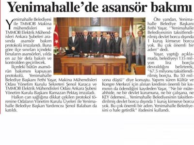 YENİMAHALLE'DE ASANSÖR BAKIMI (BAŞKENT GAZETESİ, 12.06.2010)