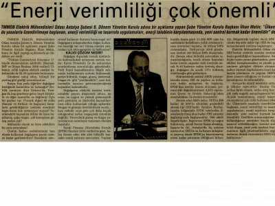 İLHAN METİN:ENERJİ VERİMLİLİĞİ ÇOK ÖNEMLİ (ANTALYA SON HABER-25.06.2010)