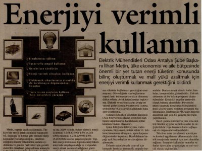 İLHAN METİN:ENERJİYİ VERİMLİ KULLANIN (HÜRSES-28.07.2010)