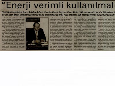 İLHAN METİN:ENERJİ VERİMLİ KULLANILMALI (SON HABER-28.07.2010)