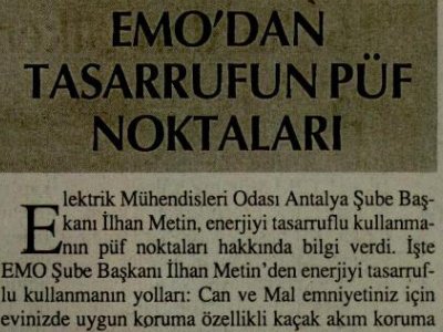 EMO'DAN TASARRUFUN PÜF NOKTALARI (ANTALYA KÖRFEZ-28.07.2010)