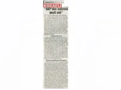 AKP'DEN İNDİRİME GEÇİT YOK