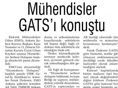 MÜHENDİSLER GATS'I KONUŞTU (GÜNLÜK EVRENSEL, 31.7.2010)