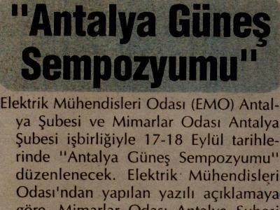 ANTALYA GÜNEŞ SEMPOZYUMU (AKDENİZDE YENİ YÜZYIL-08.09.2010)