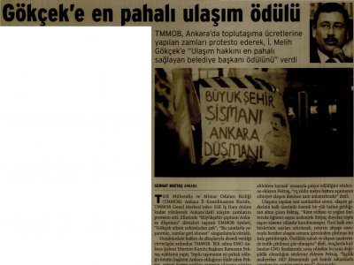 GÖKÇEK`E EN PAHALI ULAŞIM ÖDÜLÜ (BİRGÜN, 08.01.2011)