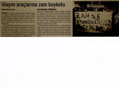 ULAŞIM ARAÇLARINA ZAM BOYKOTU (BİRGÜN, 09.01.2011)