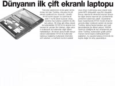 DÜNYANIN İLK ÇİFT EKRANLI LAPTOPU (YENİÇAĞ, 17.01.2011)