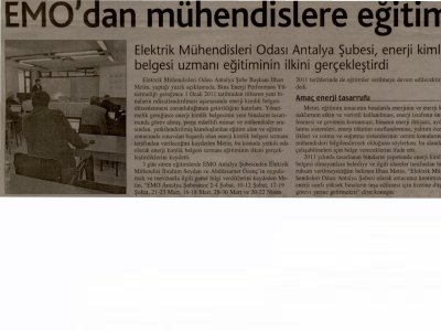 EMO DAN MÜHENDİSLERE EĞİTİM (HÜRSES-29.01.2011)