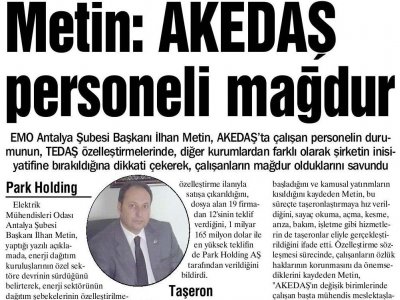 METİN: AKEDAŞ PERSONELİ MAĞDUR (AKDENİZ MANŞET-11.02.2011)