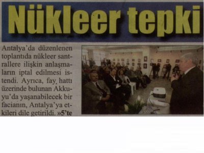 NÜKLEER TEPKİ- (CUMHURİYET ANTALYA AKDENİZ-19.03.2011)