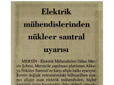 ELEKTRİK MÜHENDİSLERİNDEN NÜKLEER SANTRAL UYARISI (28 MART 2011 - BİZİM ANADOLU)
