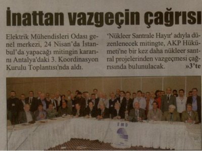 İNADINDAN VAZGEÇİN ÇAĞRISI (CUMHURİYET  AKDENİZ-02.04.2011)