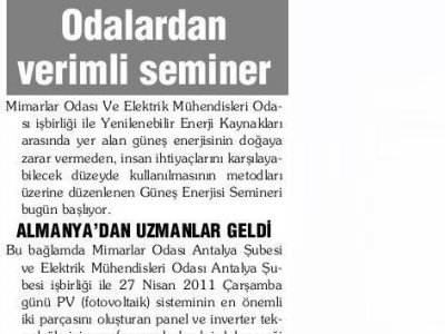 ODALARDAN VERİMLİ SEMİNER (AKDENİZDE YENİ YÜZYIL-27.04.2011)