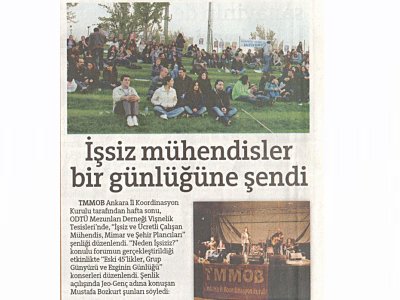 İŞSİZ MÜHENDİSLER BİR GÜNLÜĞÜNE ŞENDİ (HÜRRİYET ANKARA, 04.05.2011)