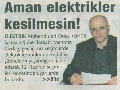 AMAN ELEKTRİKLER KESİLMESİN(DENGE GAZETESİ-04.06.2011)
