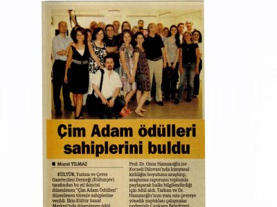 ÇİM ADAM ÖDÜLLERİ SAHİPLERİNİ BULDU (HÜRRİYET ANKARA, 06.07.2011)