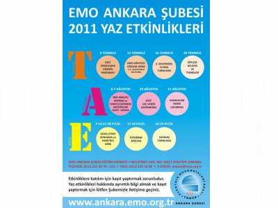 EMO ANKARA ŞUBESİ YAZ DÖNEMİ ETKİNLİKLERİ DÜZENLENİYOR