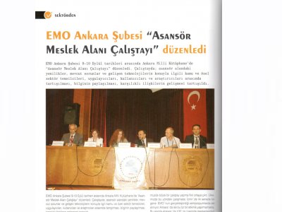 EMO ANKARA ŞUBESİ “ASANSÖR MESLEK ALANI ÇALIŞTAYI” DÜZENLEDİ (ASANSÖR VİZYON DERGİSİ, TEMMUZ-AĞUSTOS 2011)