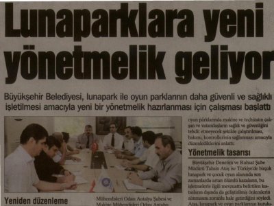 LUNAPARKLARA YENİ YÖNETMELİK GELİYOR  (AKDENİZ MANŞET- 13.10.2011)