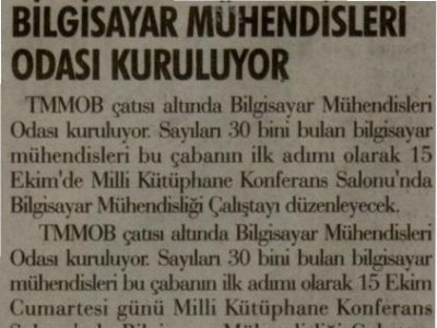 BİLGİSAYAR MÜHENDİSLERİ ODASI KURULUYOR (YENİ ULUS GAZETESİ, 18.10.2011)