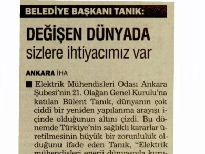 DEĞİŞEN DÜNYADA SİZLERE İHTİYACIMIZ VAR (TÜRKİYE ANKARA, 21.02.2012)