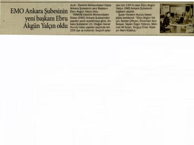 EMO ANKARA ŞUBESİNİN YENİ BAŞKANI EBRU AKGÜN YALÇIN OLDU (HABERVAKTİM, 23.02.2012)