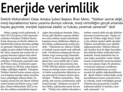 ENERJİDE VERİMLİLİK (HÜRSES ANTALYA-13.03.2012)