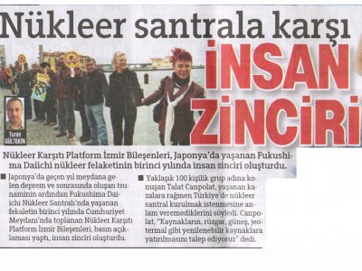 NÜKLER SANTRALA KARŞI İNSAN ZİNCİRİ- 12.03.2012- HÜRRİYET İZMİR
