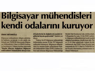 BİLGİSAYAR MÜHENDİSLERİ KENDİ ODALARINI KURUYOR (CUMHURİYET ANKARA, 27.03.2012)