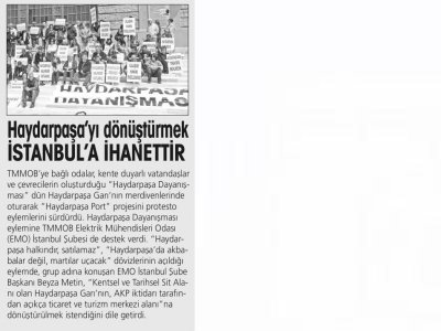 HAYDARPAŞA NÖBETİ ŞUBEMİZDE, HAYDARPAŞA GARI`NI SERMAYEYE TERKETMEYECEĞİZ, SATTIRMAYACAĞIZ! (15 NİSAN 2012 - BASIN AÇIKLAMASI) YURT GAZETESİ-16 NİSAN 2012