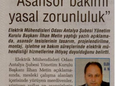 ASANSÖR BAKIMI YASAL ZORUNLULUK (ANTALYA SON HABER-28.04.2012)