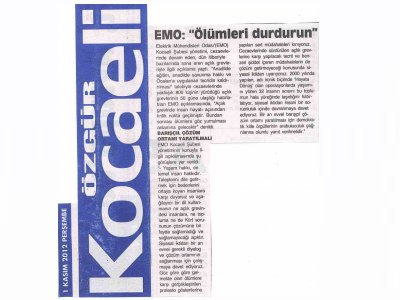 EMO: `ÖLÜMLERİ DURDURUN`-ÖZGÜR KOCAELİ