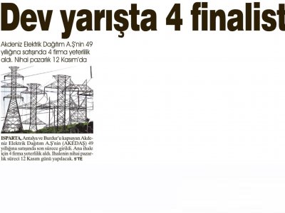 DEV YARIŞTA 4 FİNALİST (ANTALYA AKDENİZ SABAH -11.11.2012)