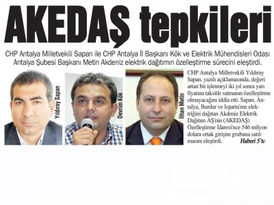 AKEDAŞ TEPKİLERİ (GAZETE BİR-14.11.2012)