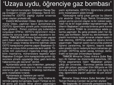`UZAYA UYDU, ÖĞRENCİYE GAZ BOMBASI` (BARIŞ GAZETESİ, 20.12.2012)